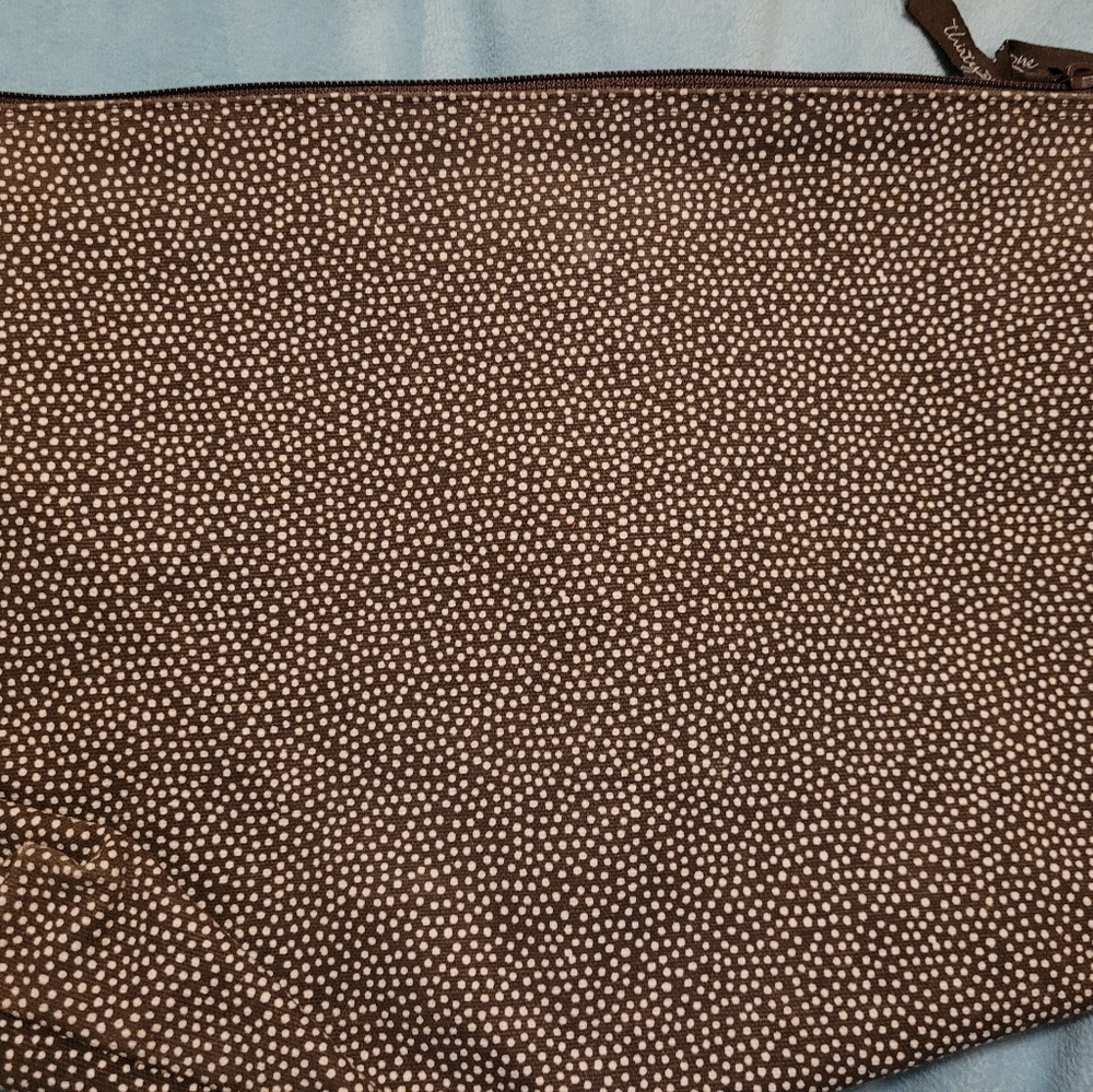 Thirty One Brown and White Polka Dot ZipperBag